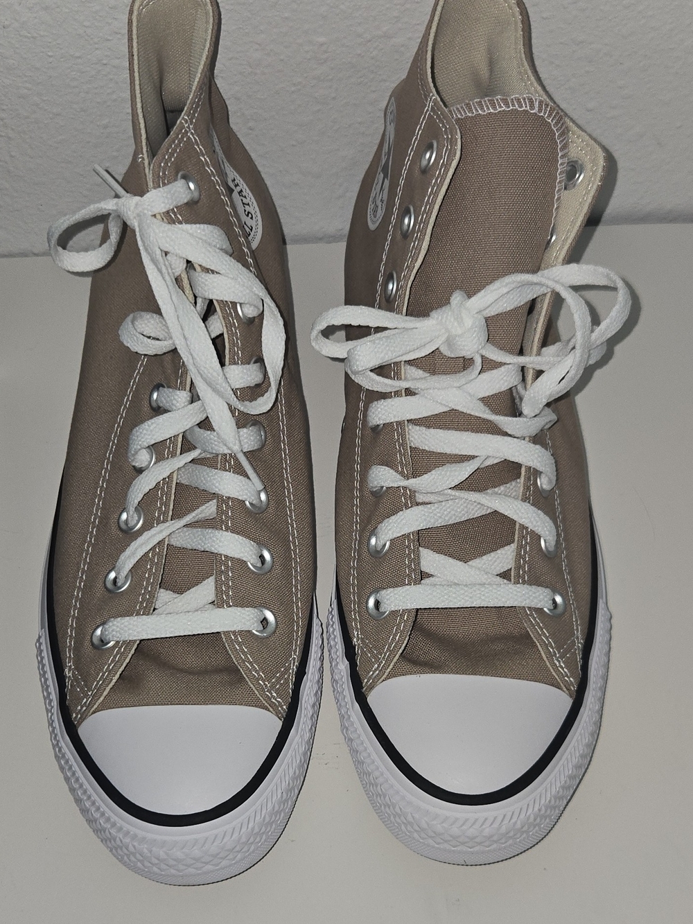 Converse High Top Sneakers Taupe with White Accents